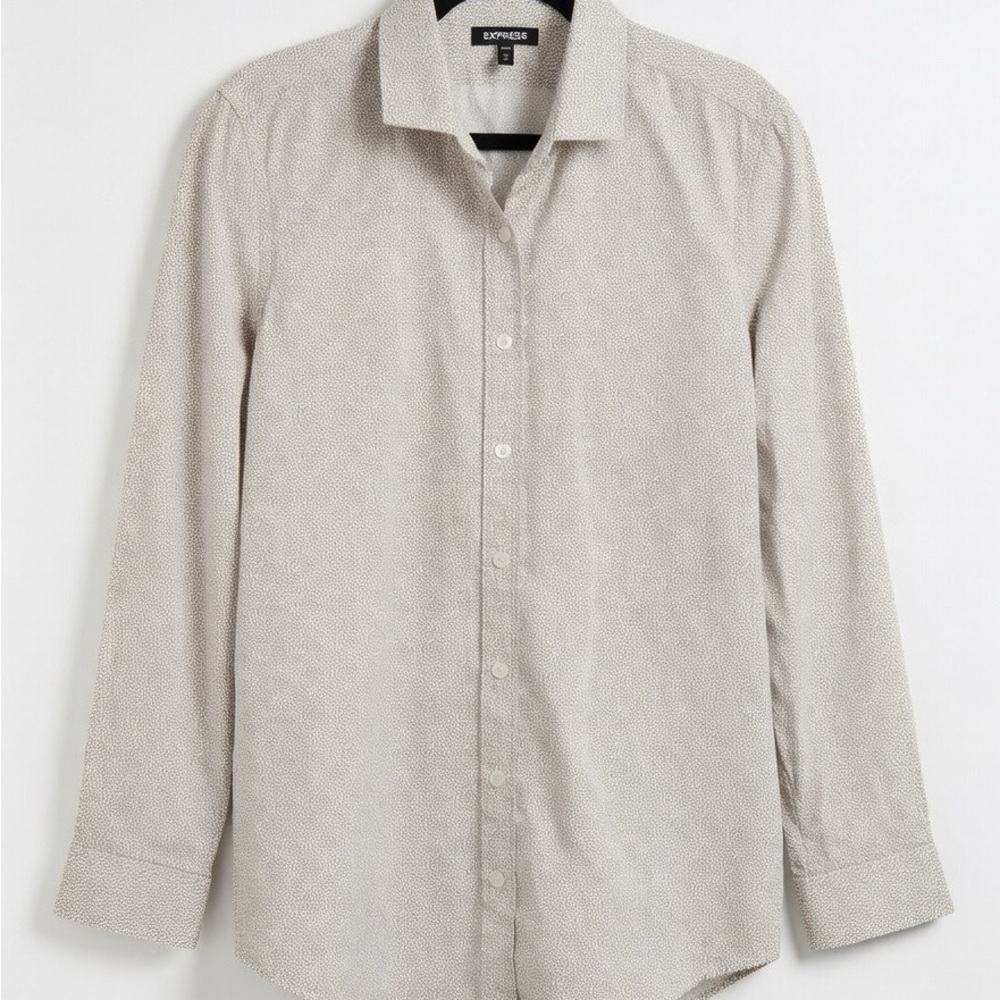 Express Men's Light Gray Button Down Shirt